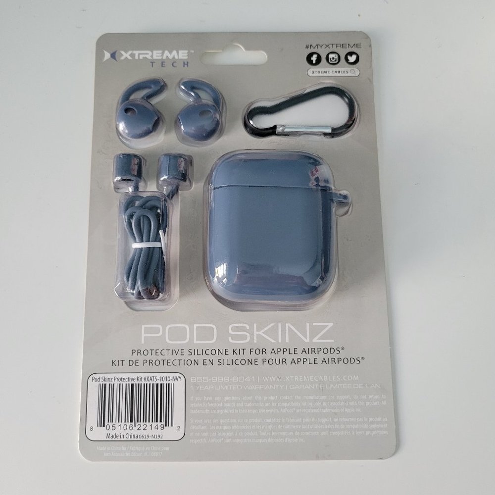 Pod Skinz Blue Case for Apple Airpods Silicone Kit
